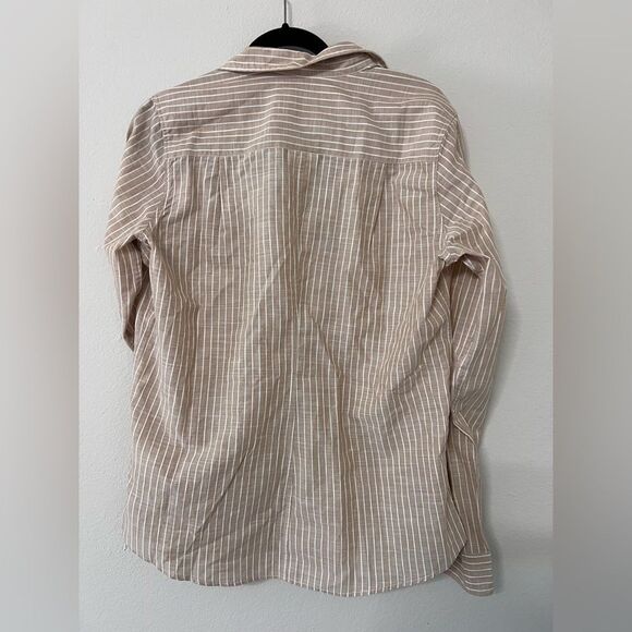 FRANK & EILEEN Barry Tailored Shirt in Sand Stripe Size Large - Picture 7 of 9